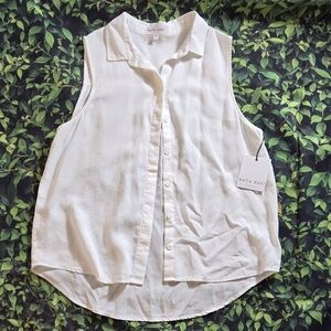 Bella Dahl Ivory Sleeveless Button-Down Shirt